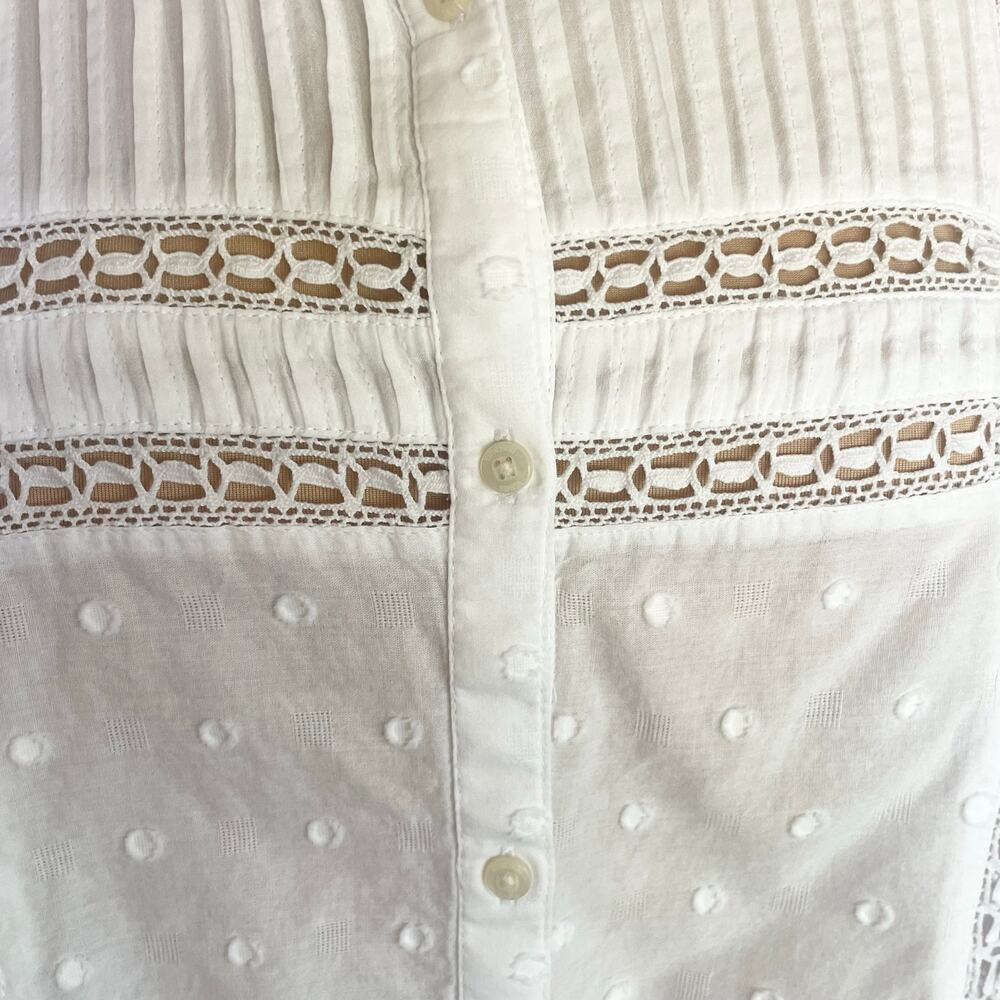 Vineyard Vines White Cotton Eyelet Button Up Top Cottagecore Boho Peasant Sz XL - Picture 5 of 12